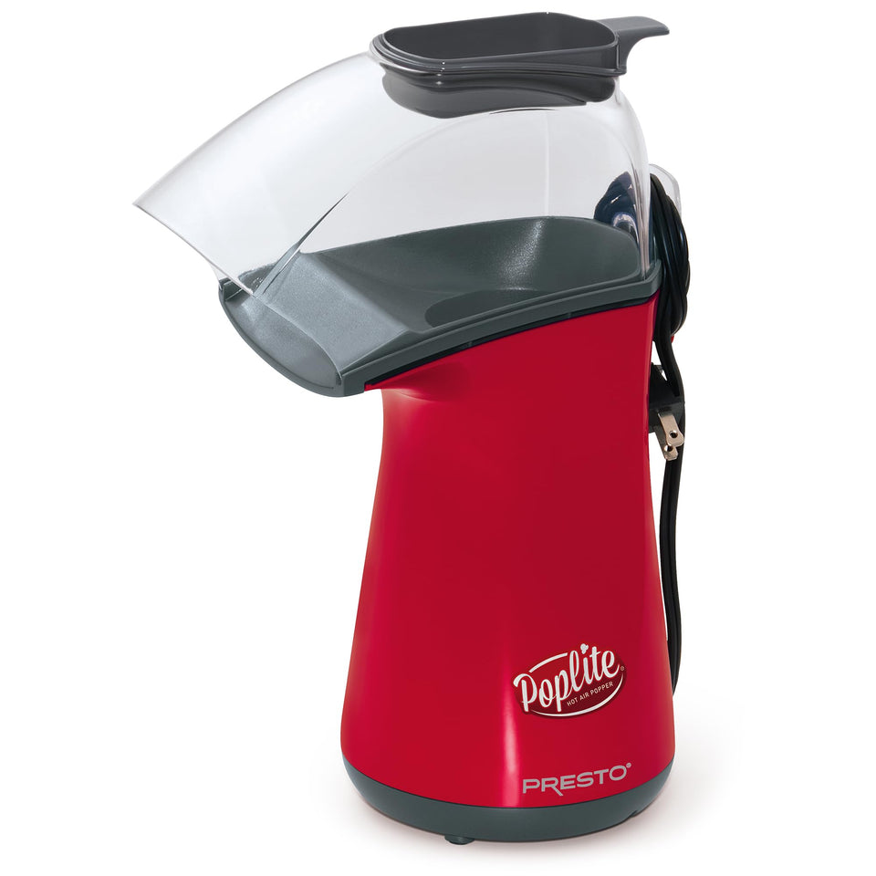 Presto PopLite hot air popcorn popper in red with oil-free popping for tasty snacking