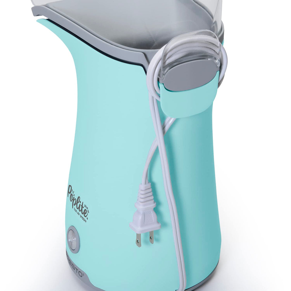 Presto PopLite Plus produces 18-cup batches of popcorn for sharing with friends.