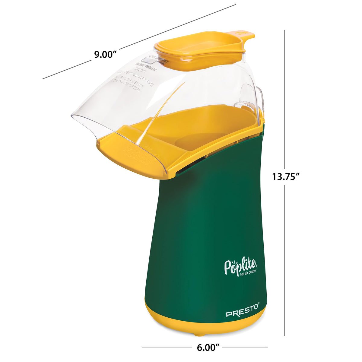 Presto PopLite popcorn popping into bowl with minimal unpopped kernels.