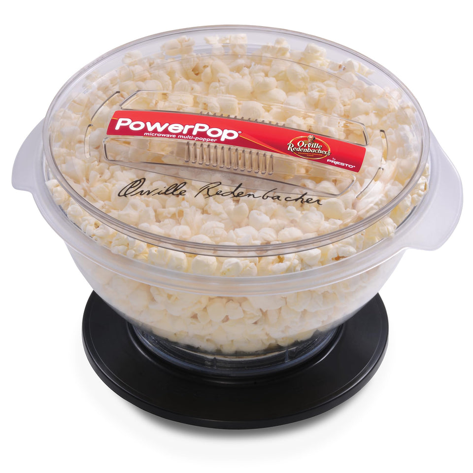 Presto PowerPop base and bowl for focused microwave popping.