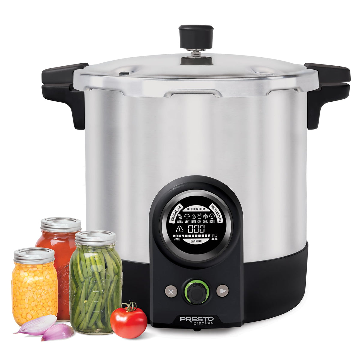 Presto Precise 23-Quart Digital Canner front view showing large batch canning capacity