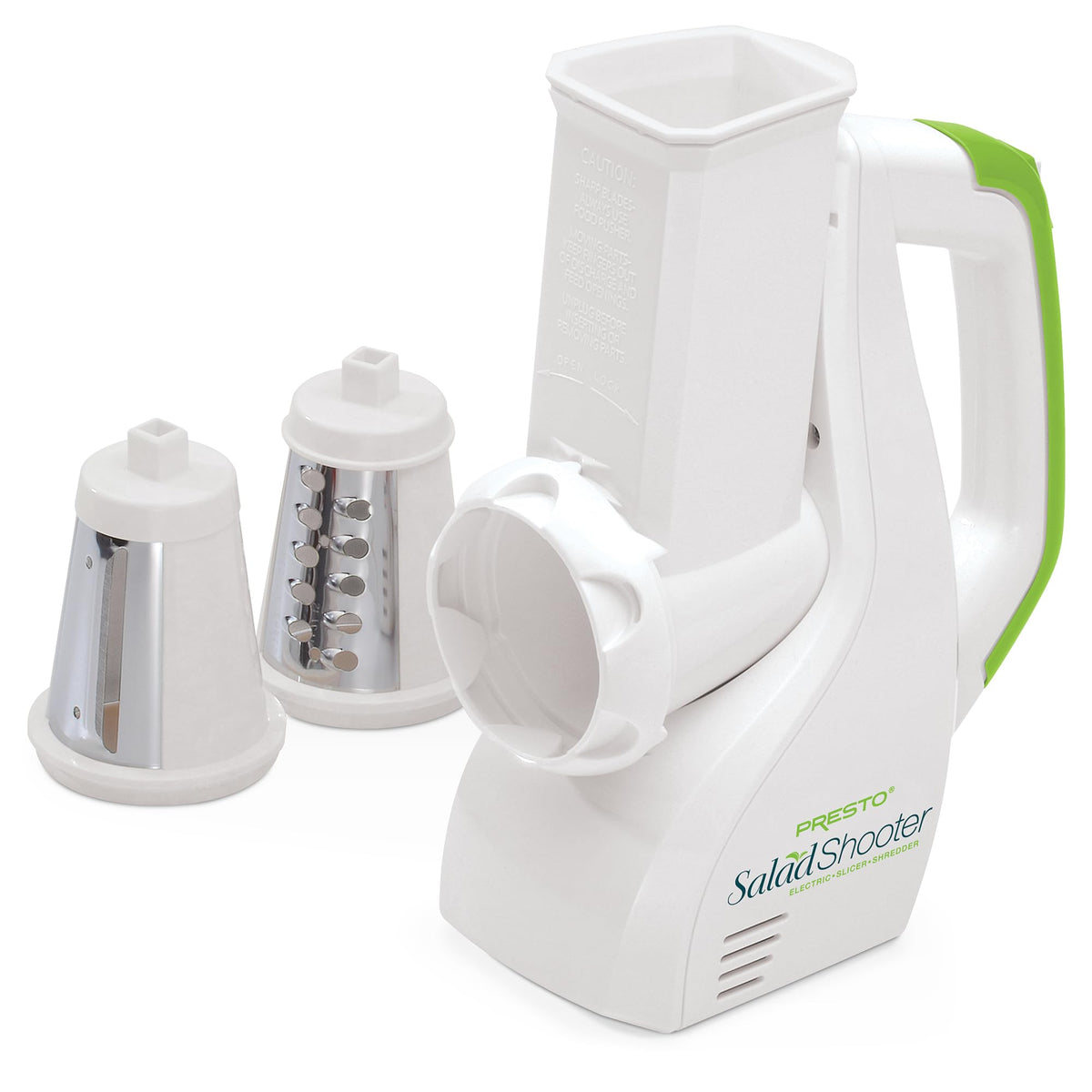 Presto Salad Shooter base with cones, quick setup for easy prep