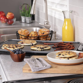 Heavy cast aluminum base provides durable, even heating
