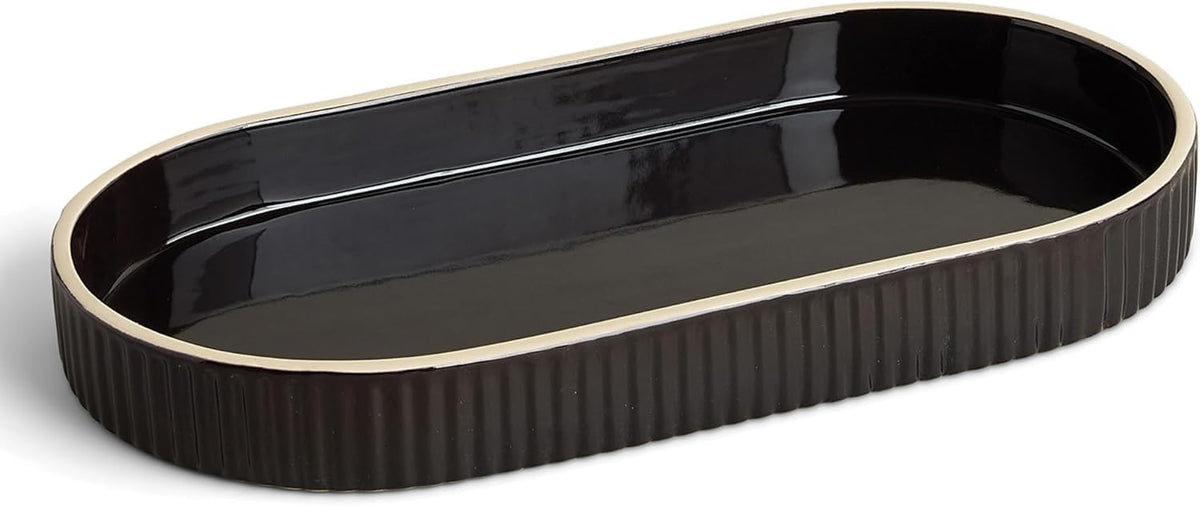 Preston Lane Signature Ceramic Tray alabaster with fluted edges for refined storage