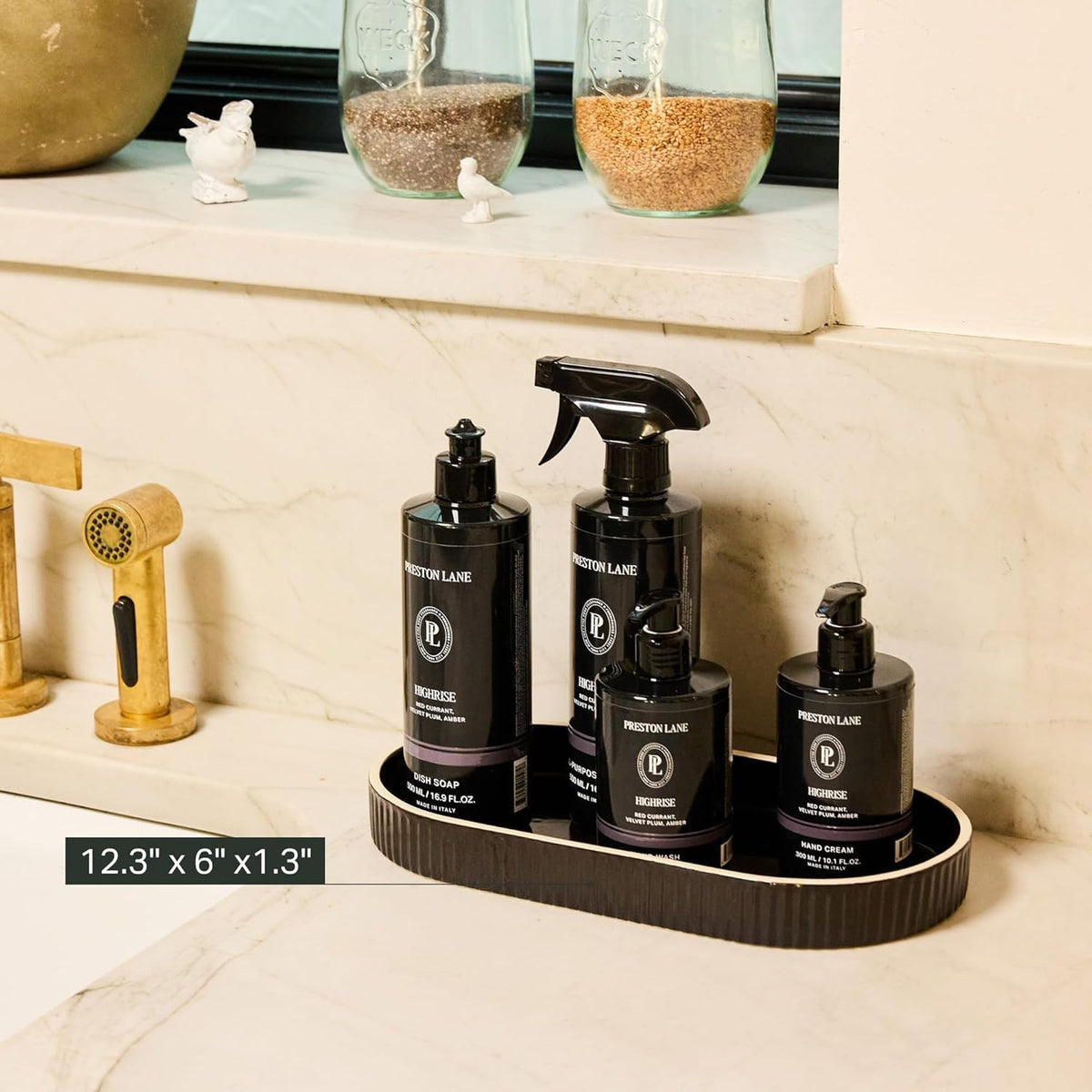 Preston Lane Signature Ceramic Tray on a tabletop as a decorative accessory