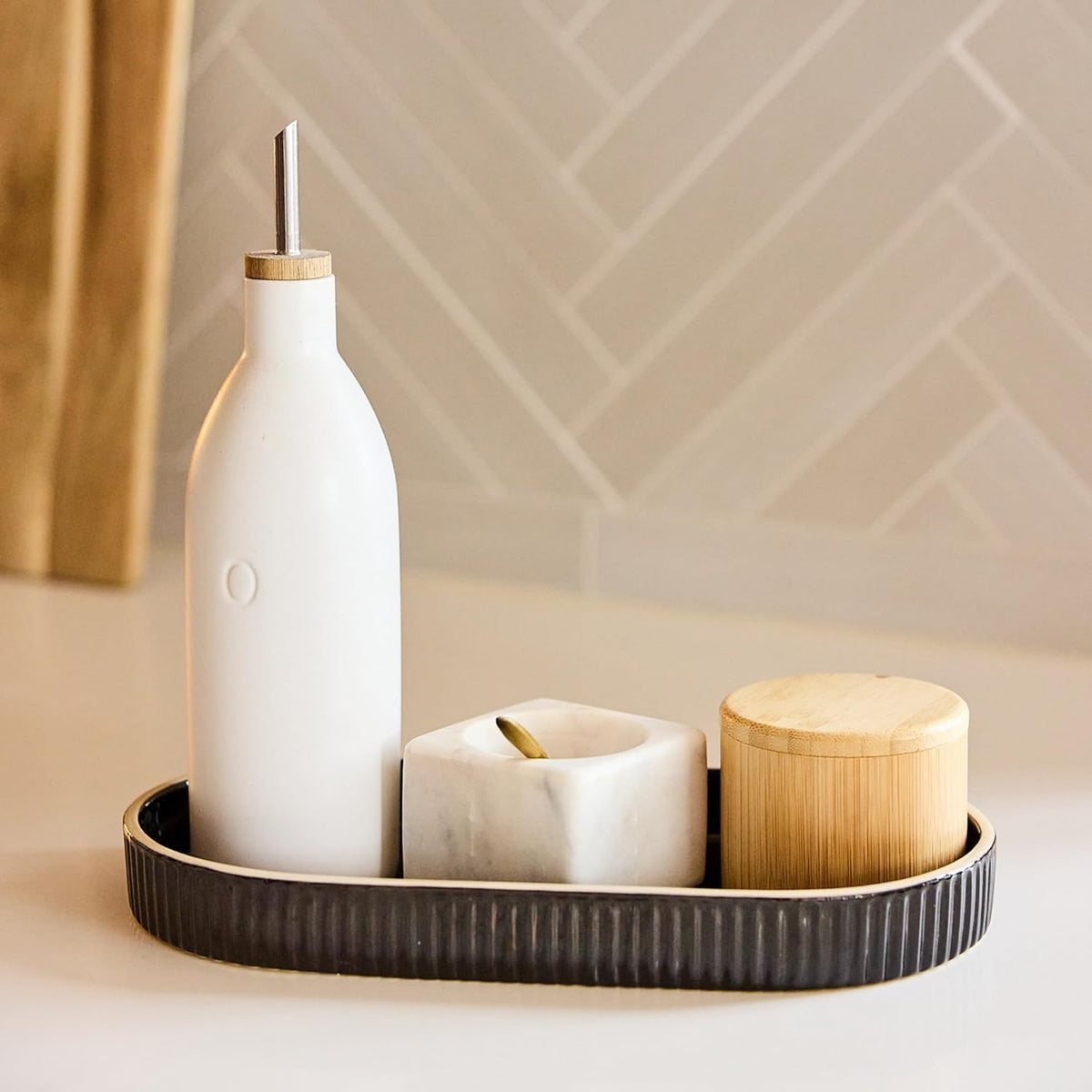 Preston Lane Signature Ceramic Tray ink with hand-painted trim for decorative organization