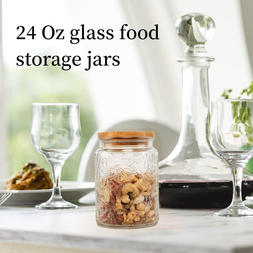 Prettidecor clear glass jar for snacks and baking staples on display.