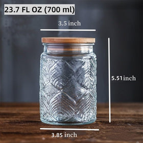 Prettidecor glass jar designed for tea storage and quick access.