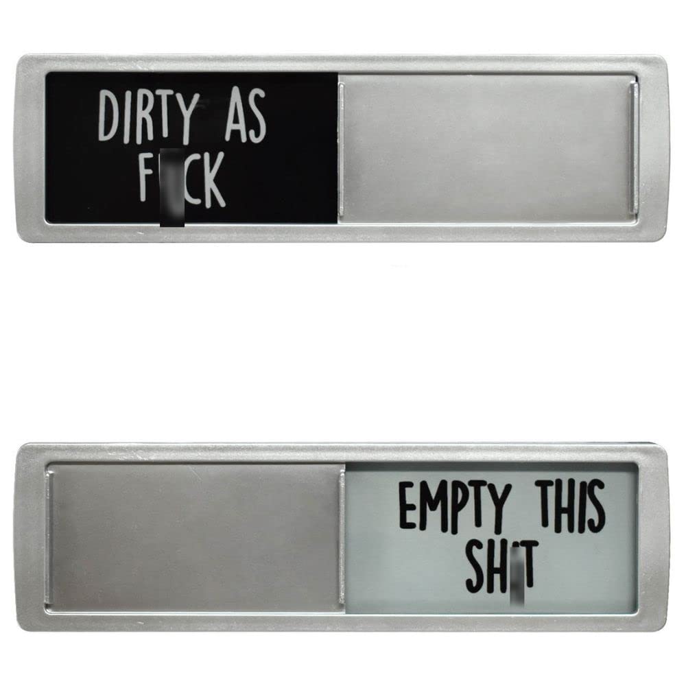 Pretty Inappropriate dishwasher magnet shows clean or dirty status for quick kitchen organization.