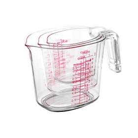 PRETTYFINE 3-piece nesting cups, 1-cup view, for precise liquid measurements during baking.
