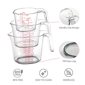 PRETTYFINE 3-piece nesting cups, 2-cup view, for easy scaling of sauces and batters.