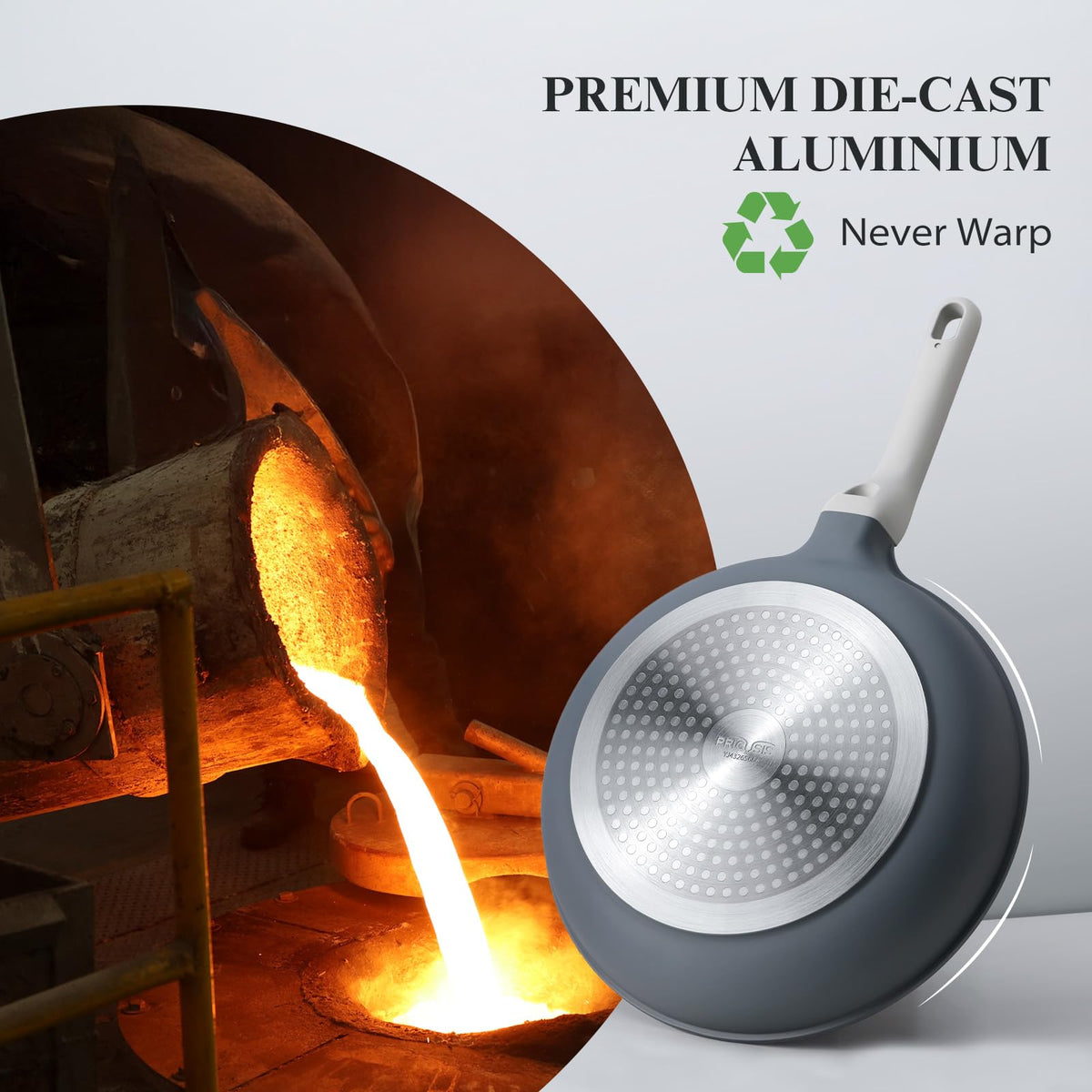 PRICUSIS cast aluminum body delivers durable, fast, even heating for reliable results.