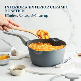 PRICUSIS cast aluminum core ensures durable, even heat during sautéing tasks.