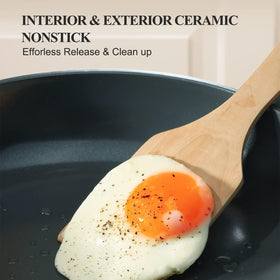 PRICUSIS ceramic-nonstick coating provides effortless release with minimal oil.