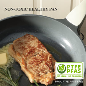 PRICUSIS pan features flared sides to aid flipping and tossing during cooking.
