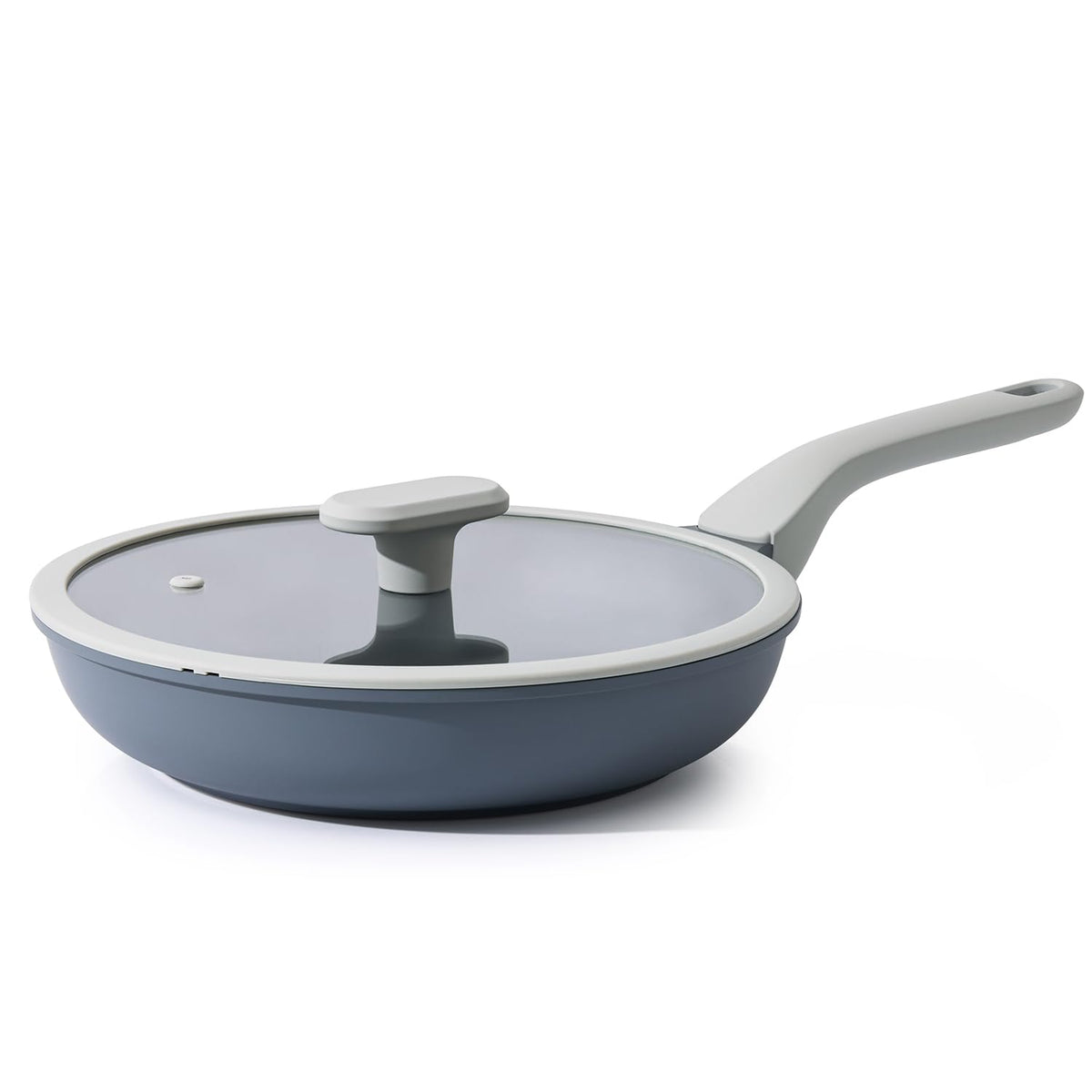 PRICUSIS 10-inch nonstick ceramic pan with lid showing even heat and easy release.