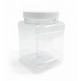Pride Of India clear PET square jar front view for versatile kitchen storage