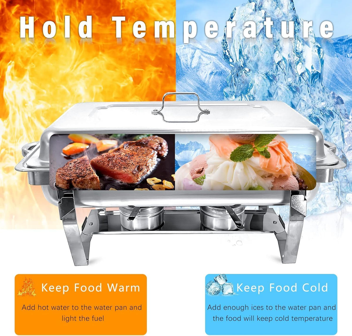 PRIJESSE 8qt chafing dish water pan provides generous capacity for servings