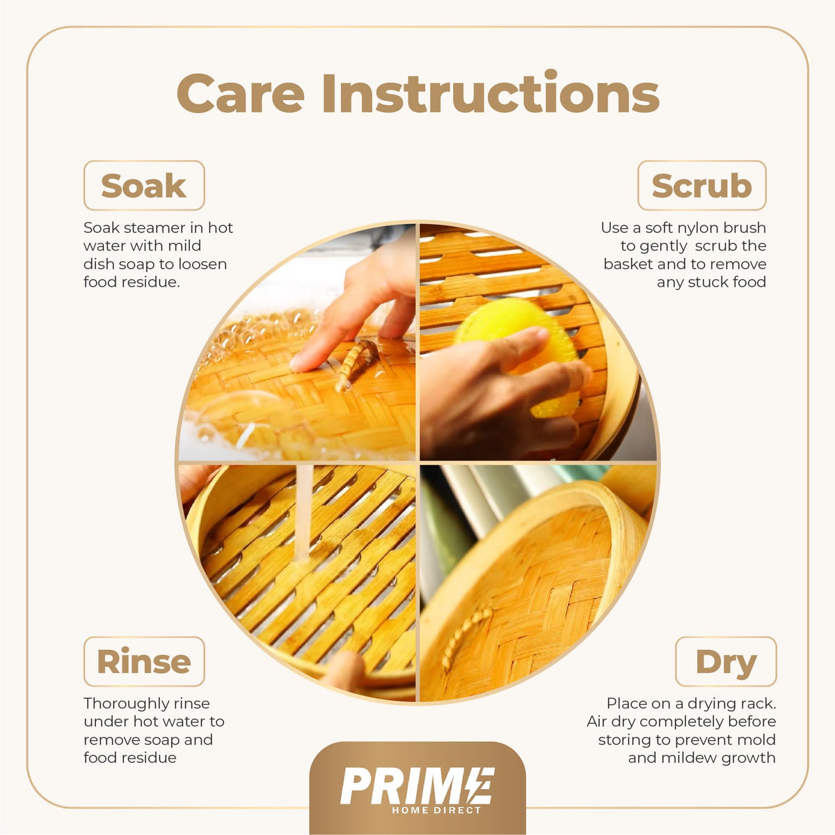 Prime Home Direct steamer ready for hand-wash cleanup after use