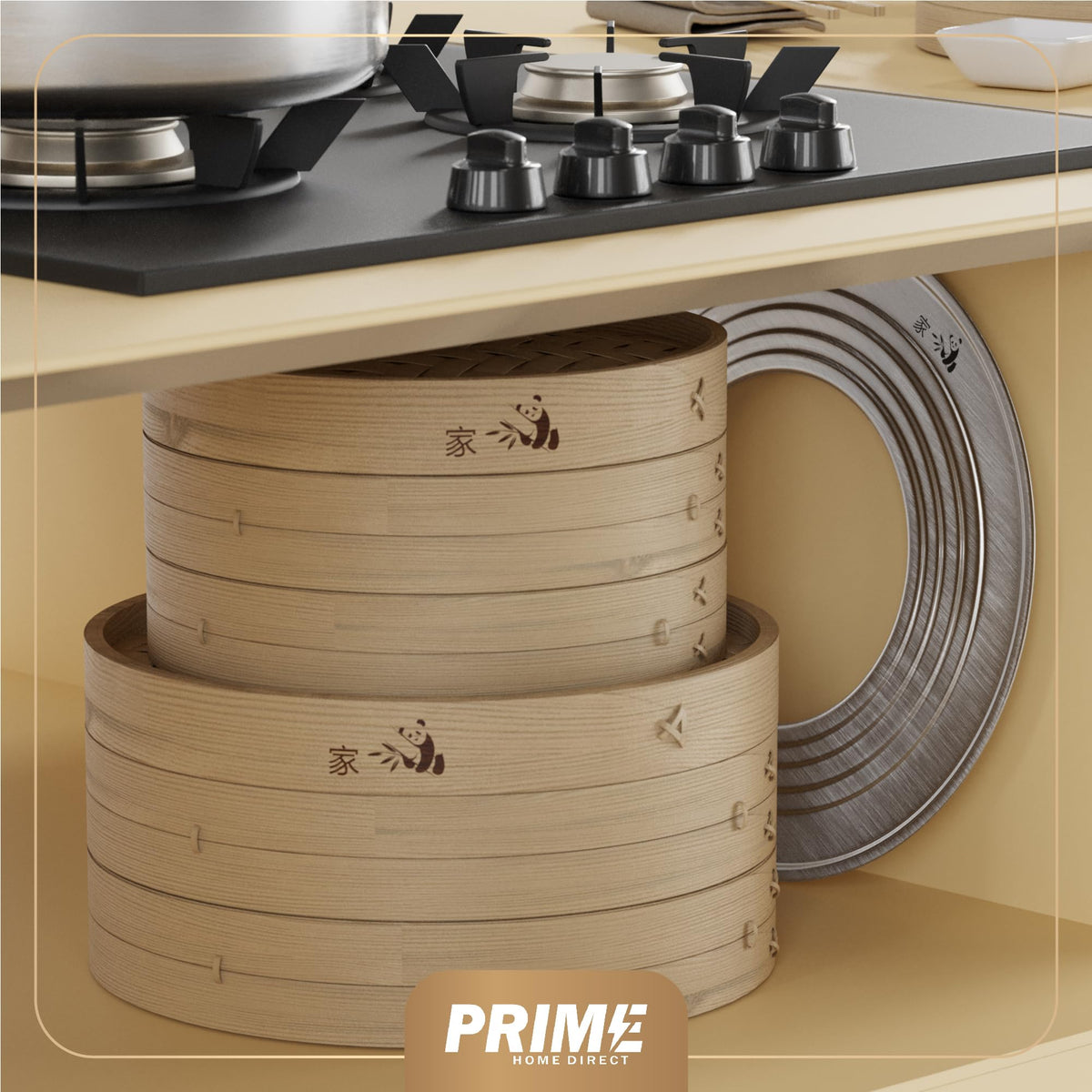 Prime Home Direct steamer in use steaming vegetables and dim sum