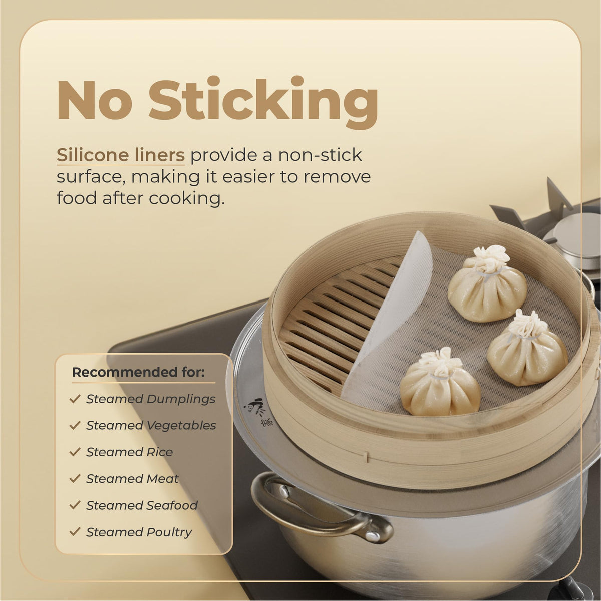 Prime Home Direct BPA-free liners for safe, reusable steaming.