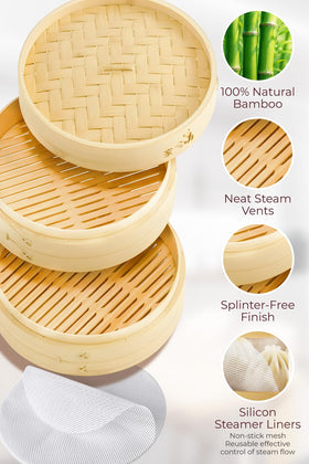Prime Home Direct chopsticks set included for authentic dim sum prep.