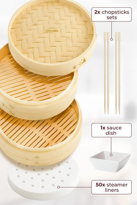 Prime Home Direct steamer with water-resistant walls and dome lid for even heat.
