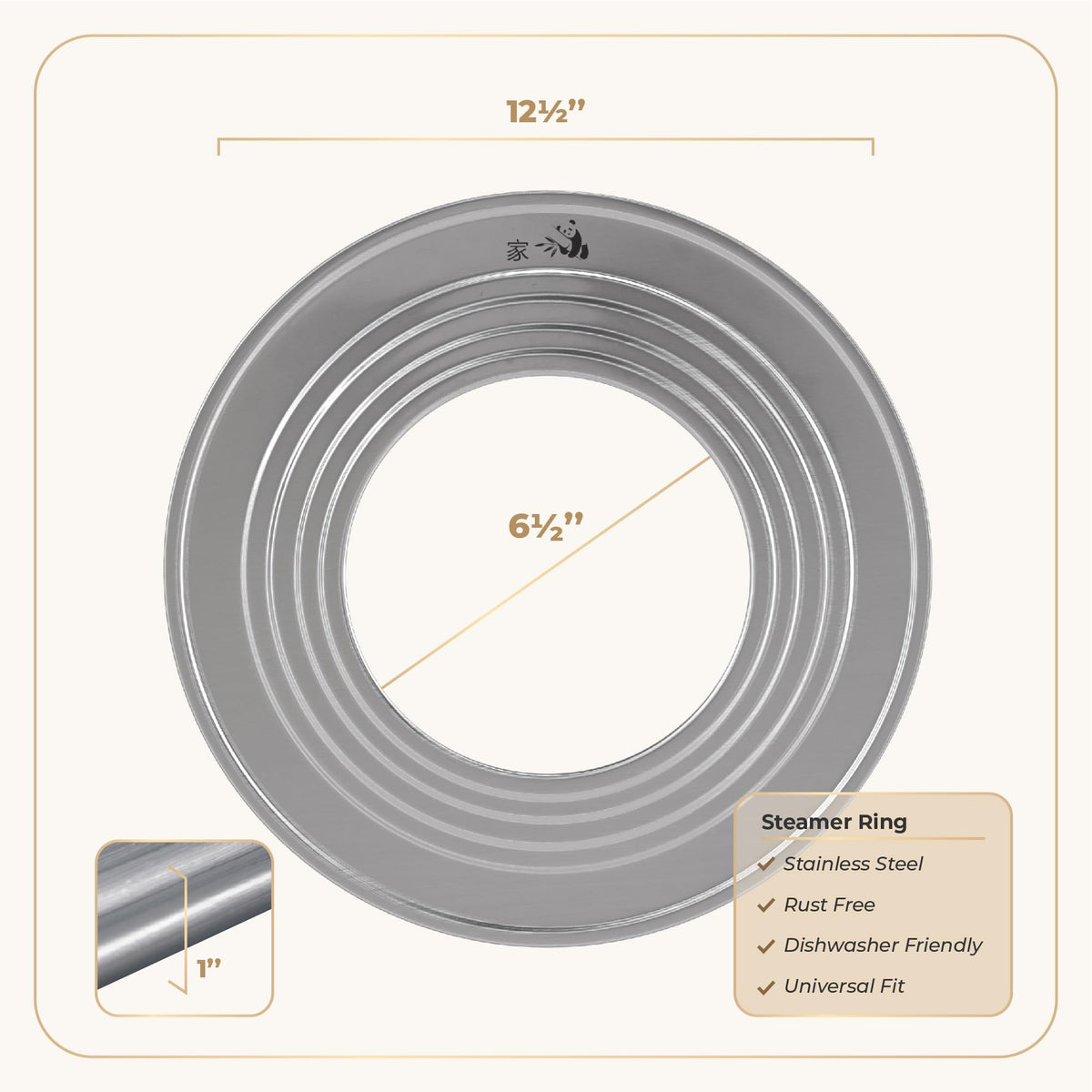 Prime Home Direct steamer ring fits 7 to 12 inch pots and woks for versatile steaming.