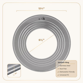 Prime Home Direct steamer ring fits 7 to 12 inch pots and woks for versatile steaming.