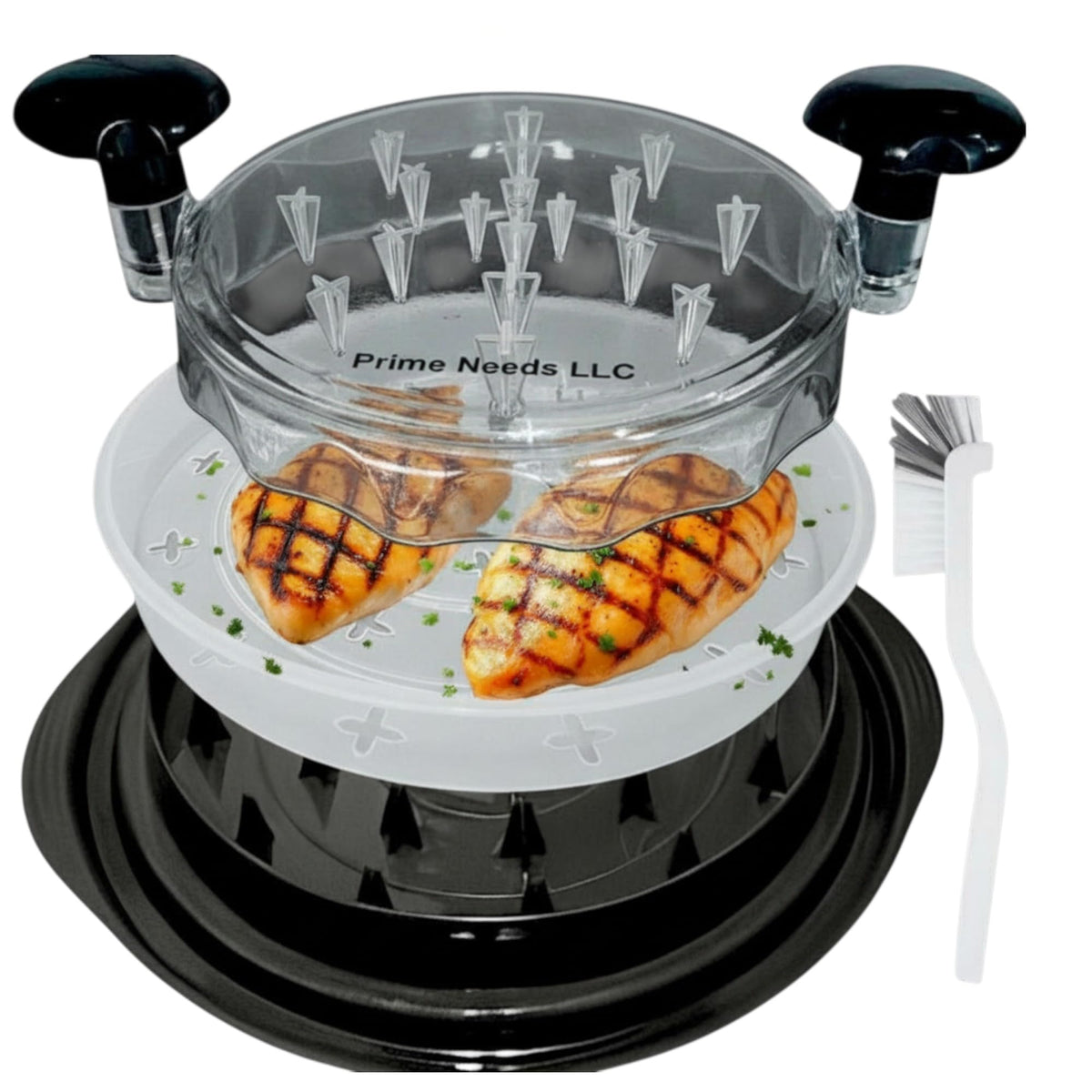 Prime Needs Chicken Shredder with base and tray for mess-free shredding.