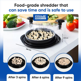 Prime Needs Chicken Shredder crystal-clear lid for easy visibility.