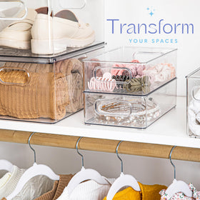 Primebox bathroom storage bin clear compact for toiletries and towels.