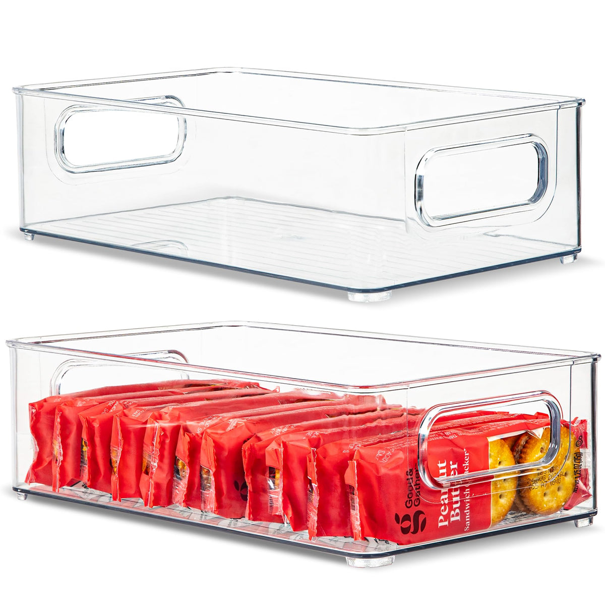 Primebox clear bin with handles shown for quick access and organized storage.