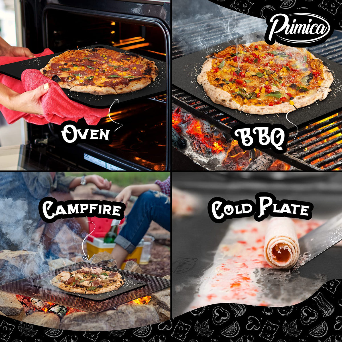 Primica Pizza Steel XL: grease drains away for a cleaner bake.