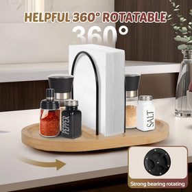 Primo Lines wooden and metal caddy showing integrated salt and pepper storage on the table.