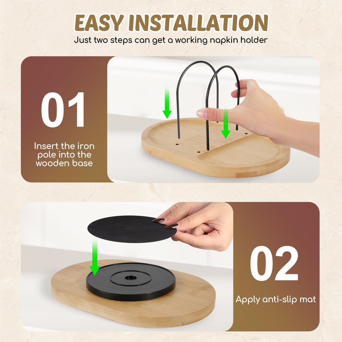 Primo Lines durable wooden base supports smooth rotation while protecting table surfaces.