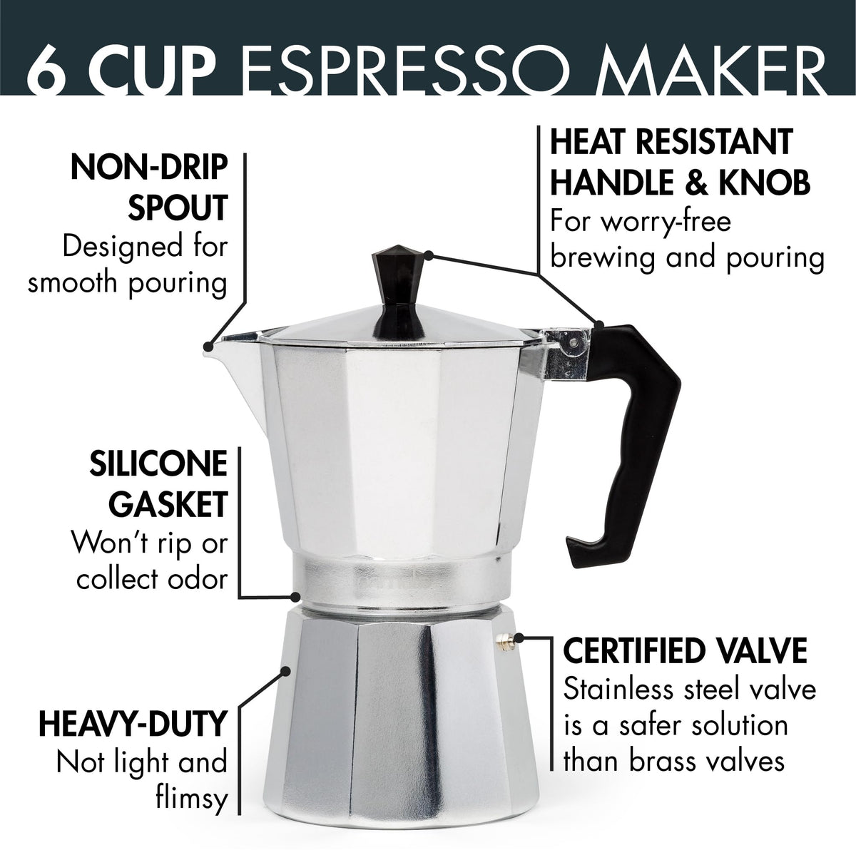 Primula Classic with flip-top lid and heat-resistant knob ready for safe pouring.
