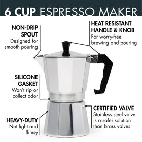 Primula Classic with flip-top lid and heat-resistant knob ready for safe pouring.