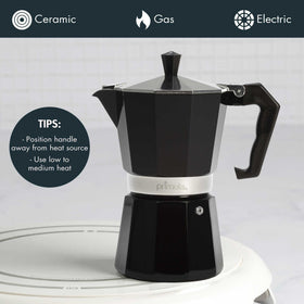 Primula Classic moka pot cast aluminum body adds durability and even heating.