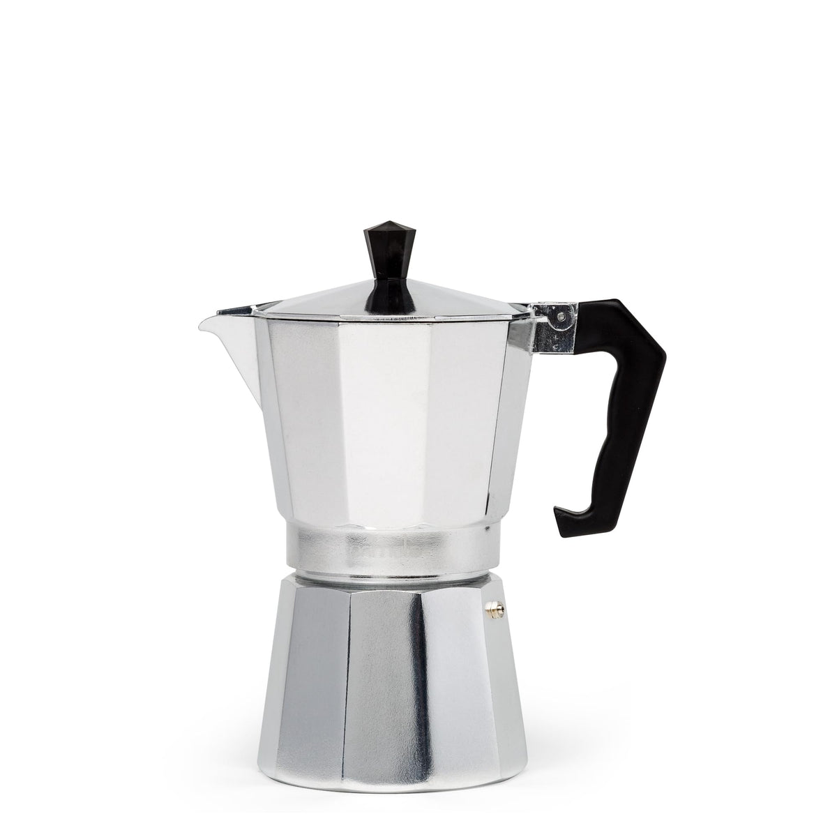 Primula Classic stovetop espresso maker showing compact six-cup capacity for home cafe style.