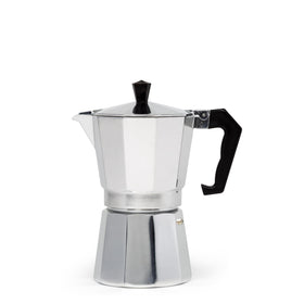Primula Classic stovetop espresso maker showing compact six-cup capacity for home cafe style.
