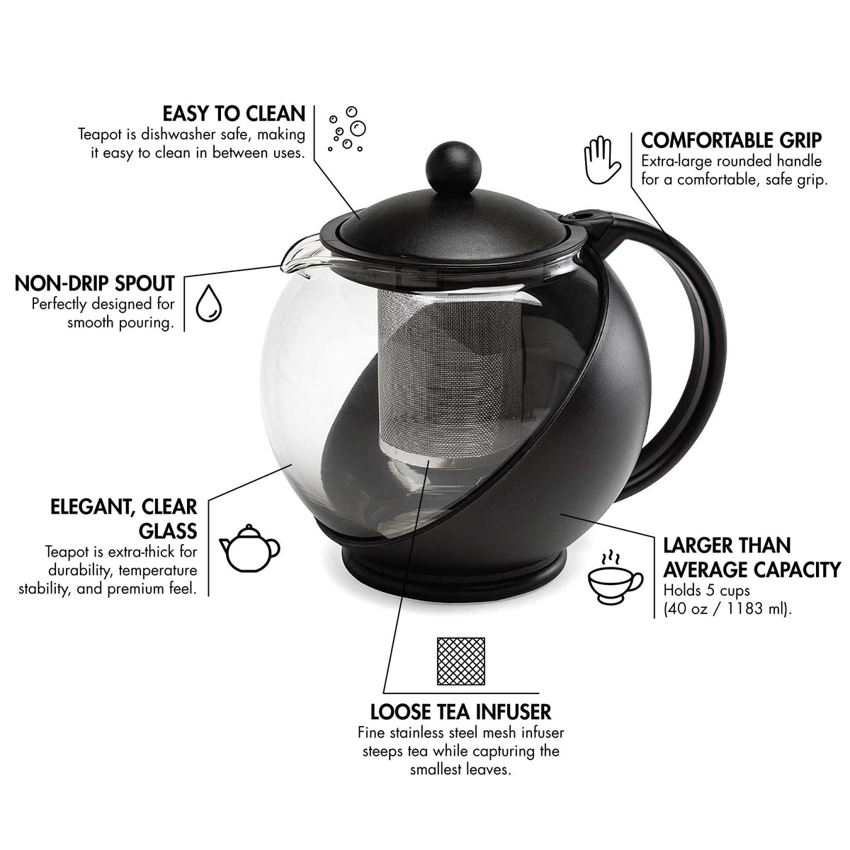 Primula dishwasher safe teapot simplifies cleanup after tea time.
