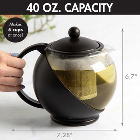 Primula teapot pour spout delivers drip-free pouring for easy serving.