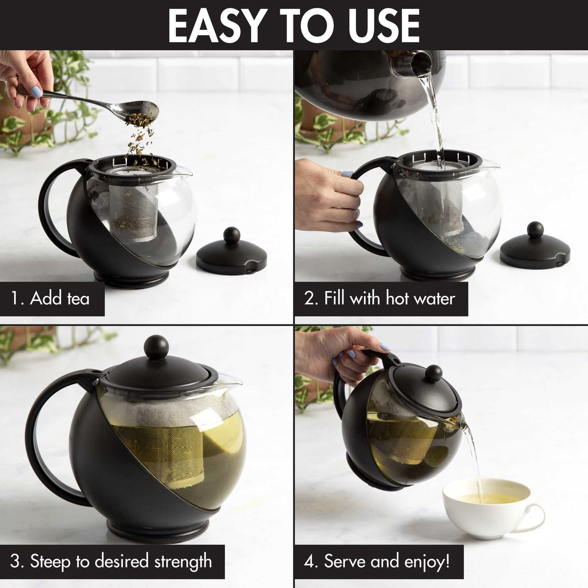 Primula removable filter ensures clean pours with fine mesh filtration.
