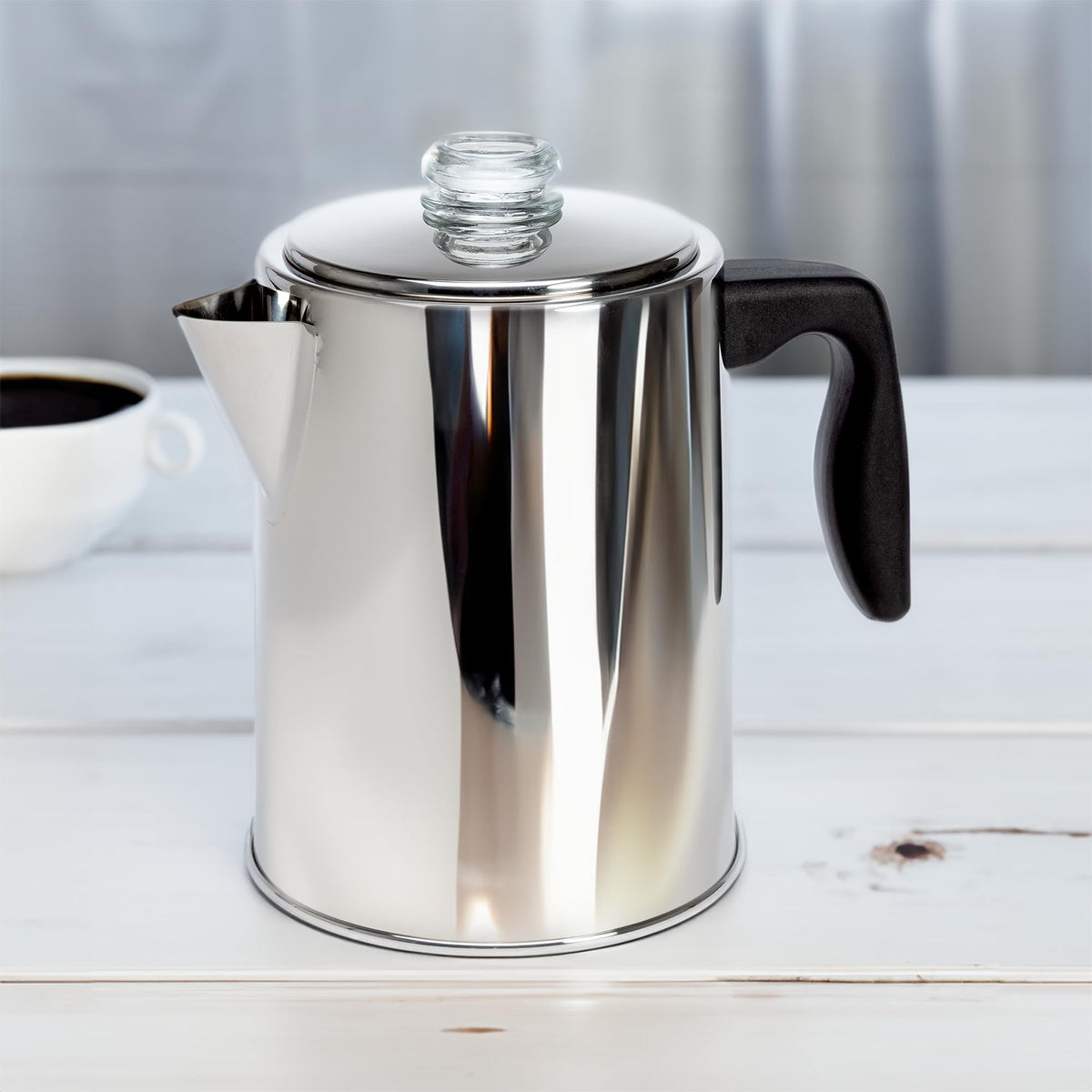 Primula Stovetop Coffee Percolator camping setup on propane or gas