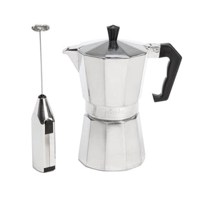 Primula stovetop espresso maker on stove for rich crema at home