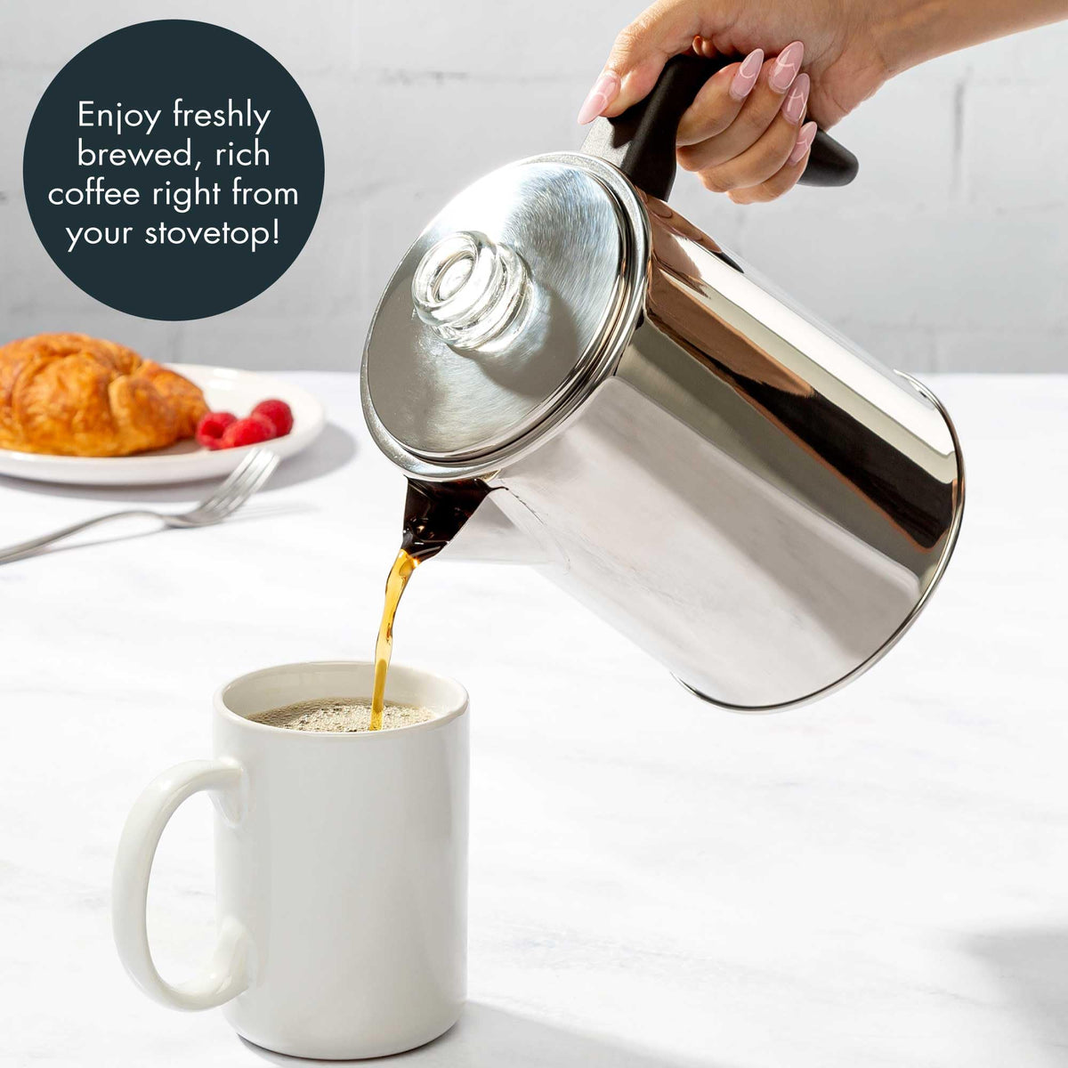 Primula Stovetop Coffee Percolator glass brew indicator shows brewing strength