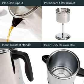 Primula Stovetop Coffee Percolator heat-resistant handle for safe use