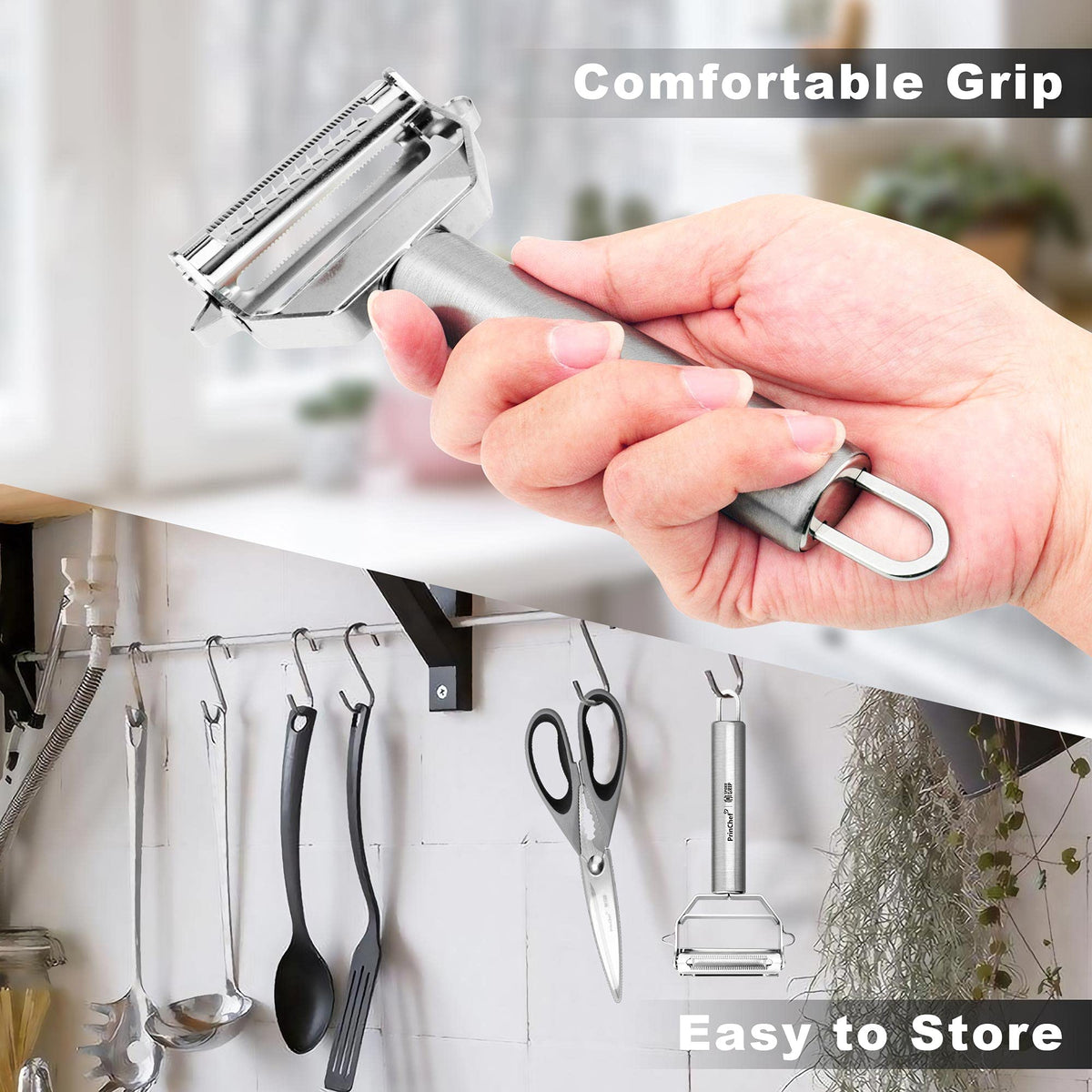 PrinChef heavy-duty stainless steel blade resists rust for long-lasting use