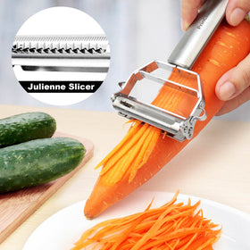 PrinChef razor-sharp blade gliding through fruits and vegetables